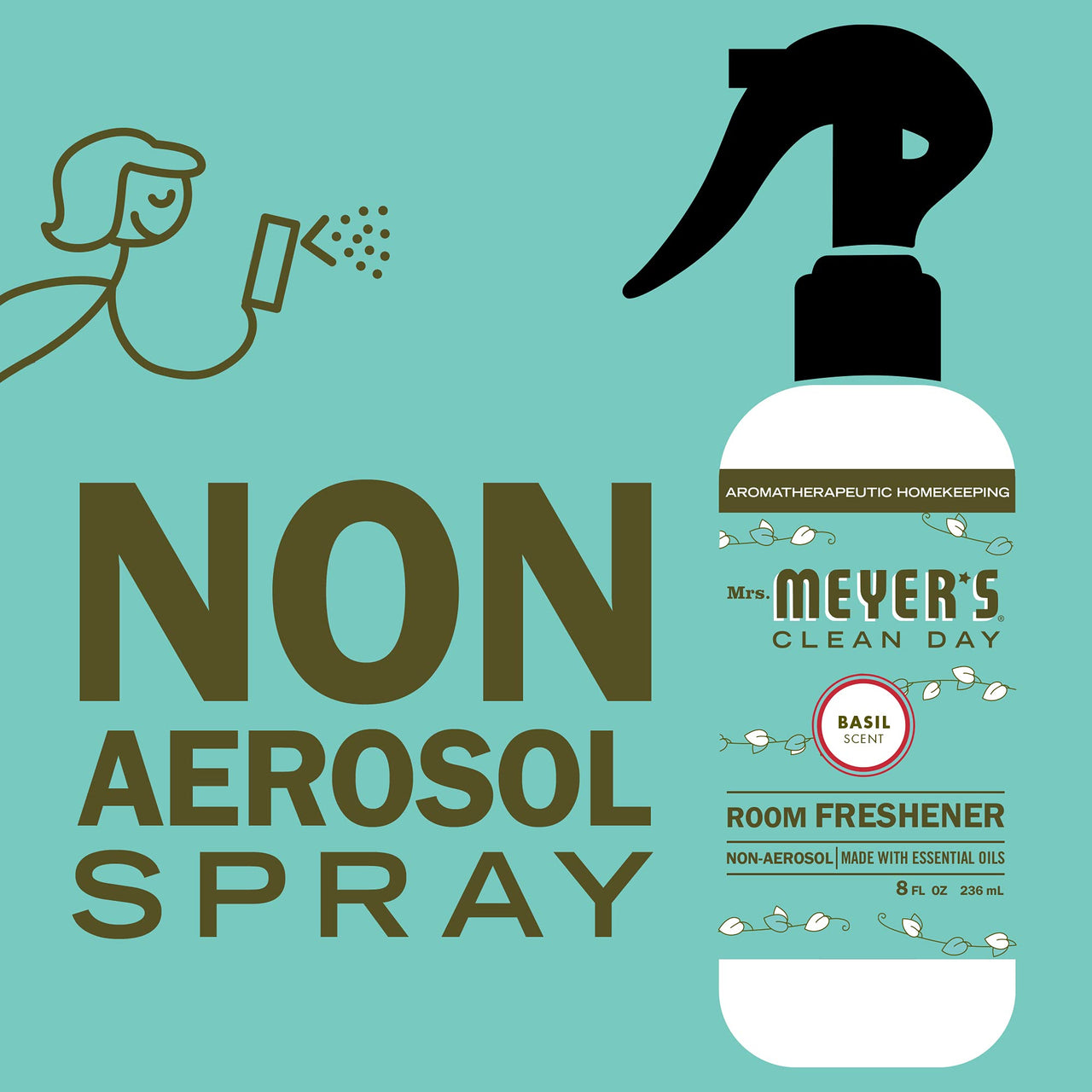 MRS. MEYER's CLEAN DAY Room and Air Freshener Spray, Non-Aerosol Spray Bottle Infused with Essential Oils, Lemon Verbena, 8 fl. oz - Pack of 3 8 Fl Oz (Pack of 3)