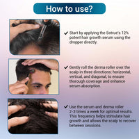 Sotrue Derma Roller 0.5mm with Hair Growth Serum 30ml | 540 Stainless Steel Needles | Derma Roller for Hair Growth & Thickening, Repair Damages with 12% Growth Actives (Black)