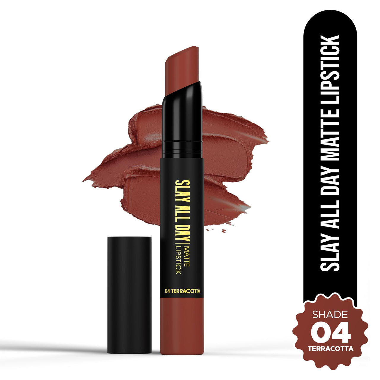 Hilary Rhoda Slay All Day Matte Lipstick | Transfer-proof & Smudge-proof | Long-Lasting & Premium Creamy Lipstick | Waterproof & Vibrant Colour lipstick | 2.6g (Terracotta - Shade 04)