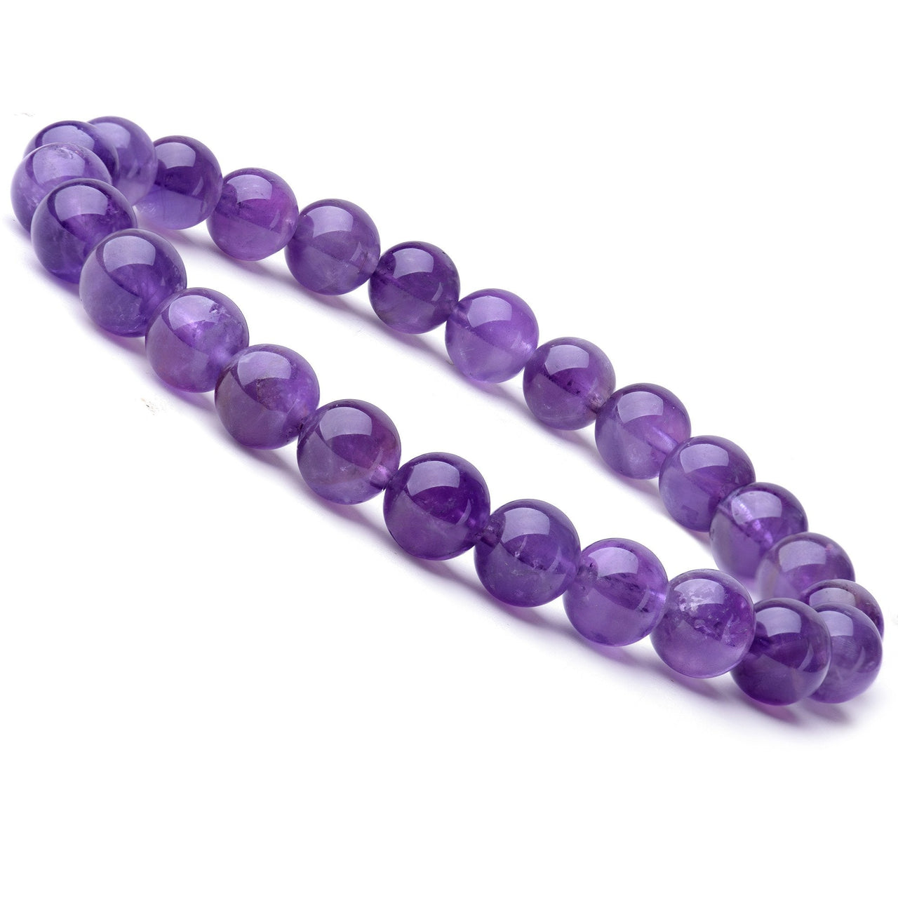 WRCXSTONE Natural 8mm Gorgeous Semi-Precious Gemstones Healing Crystal Stretch Beaded Bracelet Unisex Amethyst