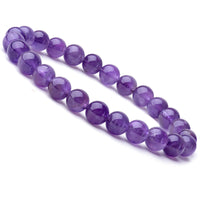 WRCXSTONE Natural 8mm Gorgeous Semi-Precious Gemstones Healing Crystal Stretch Beaded Bracelet Unisex Amethyst