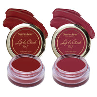 Seven Seas Lips & Cheek Tint Combo Pack of 2 | Matte Natural Blush for Women | Lip Tint with Vitamin E | Nourishing Cheek Tint (Fire Brick, Mandy)
