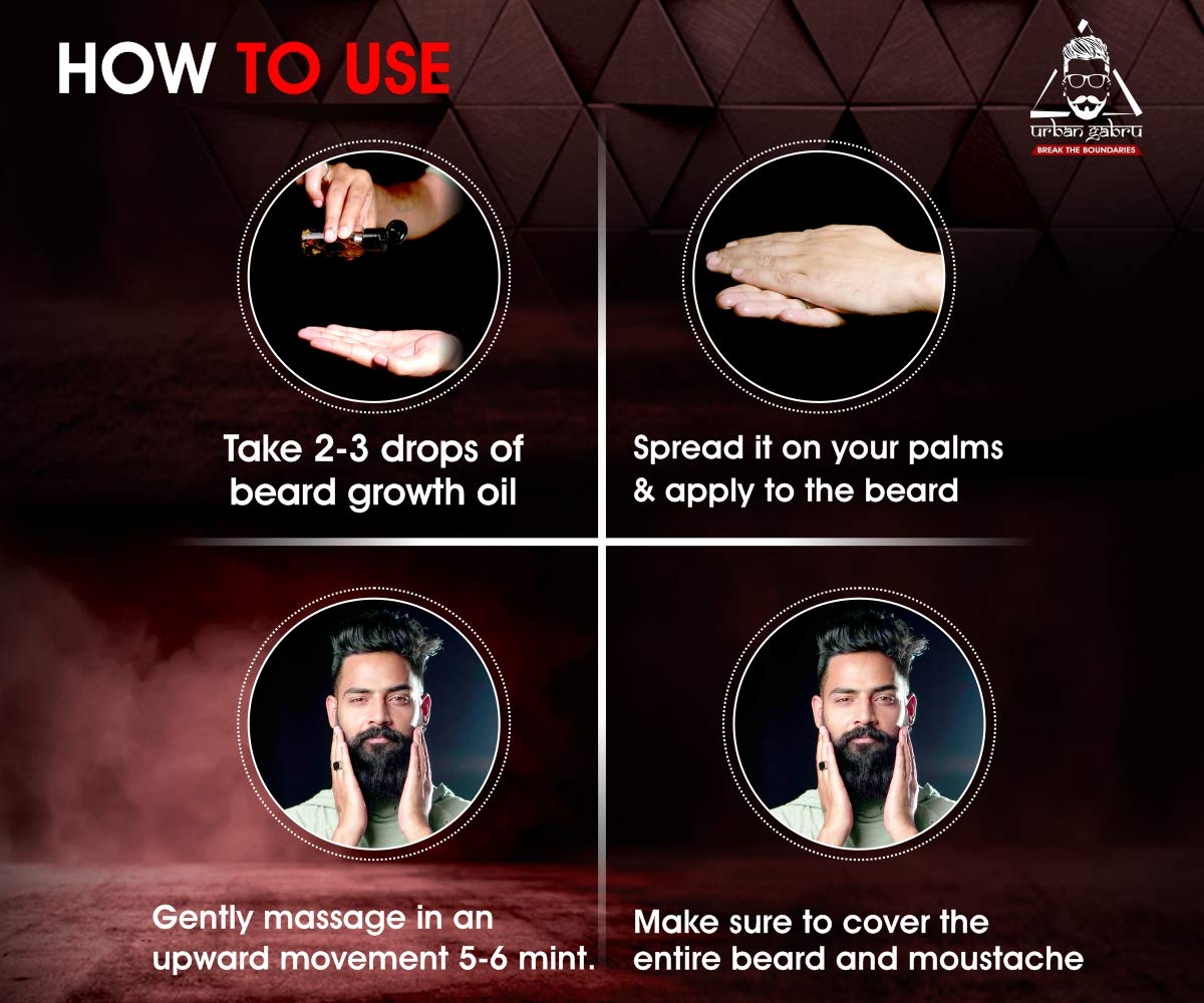 UrbanGabru Beard Booster Growth Oil for Men | Enriched with Natural Herbs & Jadibuti (60 ml) | Paraben Free | Fills Patchy Beard | For Thicker & Longer Beard | Rich in Vitamins & Omega 3, 6, 9