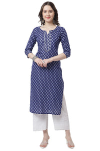 Rajnandini Women's  Pure Cotton with Zari Weaving Jaipuri Printed Kurti