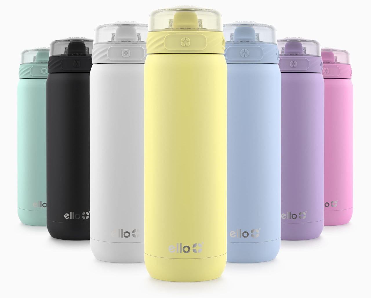 Ello Cooper 22oz Stainless Steel Water Bottle with Straw and Carry Handle, Double Walled and Vacuum Insulated Metal, Leak Proof Locking Lid with Soft Silicone Spout, Reusbale, BPA Free, Lemonade