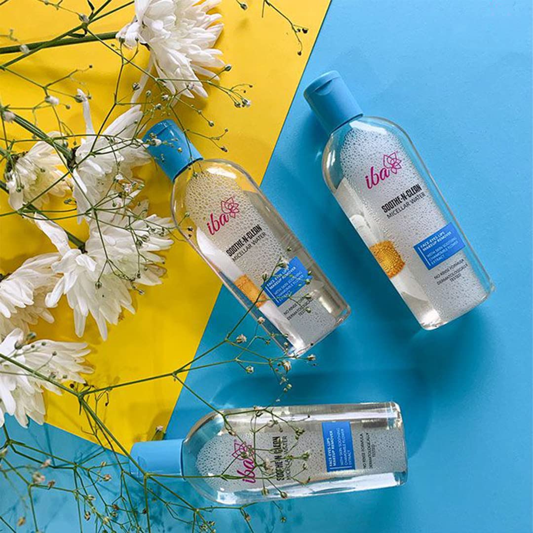 Iba Soothe - N - Clean Micellar Water With Soothing Chamomile Extract Paraben Free White Matte | Halal Certified & Vegan Makeup | 240ml - Pack of 2