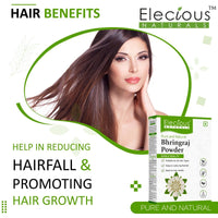 Elecious Pure Bhringraj Powder for hair growth (200 Grams) and Eating | Edible | Ideal for Hair pack, Hair oil and oral consumption | 100% Natural, Preservative free