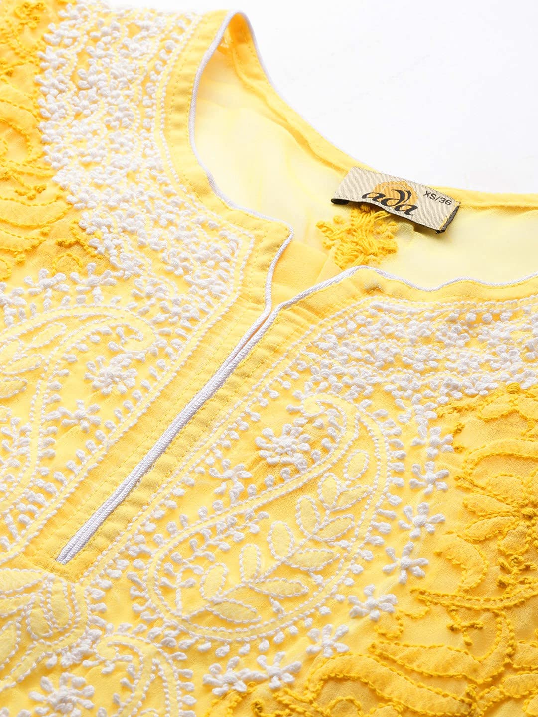 Ada Women's  Hand Embroidered Lucknowi Chikankari Georgette Short Top Kurti with Slip