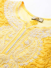 Ada Women's  Hand Embroidered Lucknowi Chikankari Georgette Short Top Kurti with Slip