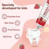 LuvLap Naturals 100% Natural Baby Toothpaste 100G,Strawberry Flavour,SLS&Fluoride Free Kids Toothpaste,Removes Plaque,Prevents Bacteria,Ensures White Teeth,Neutral Ph,12M+