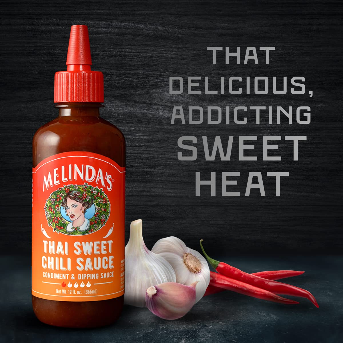 Melinda’s Thai Sweet Chili Sauce - Sweet and Mild Asian Chili Sauce Made with Whole Fresh Ingredients - Gourmet Hot Sauce & Dipping Sauce - Keto Friendly, Kosher - 12oz, 2 Pack