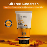 Dr. Sheth's Kesar & Kojic Acid Oil-Free Sunscreen SPF 50+ PA++++|Clinically Tested- (In -Vivo)| Reduces Pigmentation & Provides Healthy Glow | For Oily Skin | Lightweight, Non Greasy | UVA/UVB & Blue Light & IR Protection | No white cast | 50 g