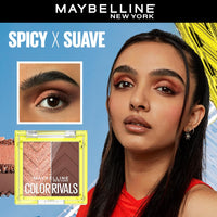 Maybelline New York Color Rivals Pigmented Eyeshadow Palette, Long lasting, Sweatproof, Waterproof, Matte, Shimmer : Spicy x Suave, 3g