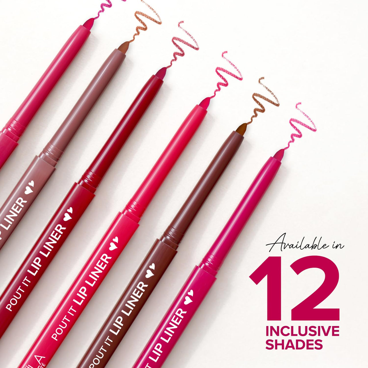 Mila Beauté Pout it Lip Liner Set of 12 I Highly Pigmented, Long Lasting & Non Drying Formula Enriched with Squalene I Smooth and Precise Application | Matte Lip Liner Suitable for Indian Skin Tones