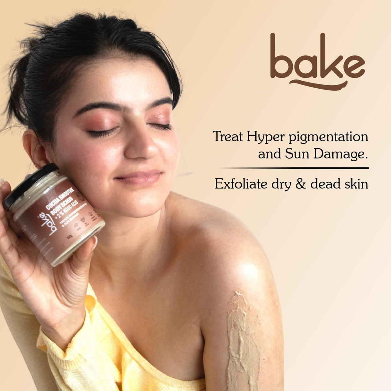 BAKE 2% Kojic Acid Coffee Smoothie Body Scrub For Pigmentation & Strawberry Skin | Tan Removal, Skin Exfoliation & Whitening | For Dark Knees, Elbows & Neck | 150g