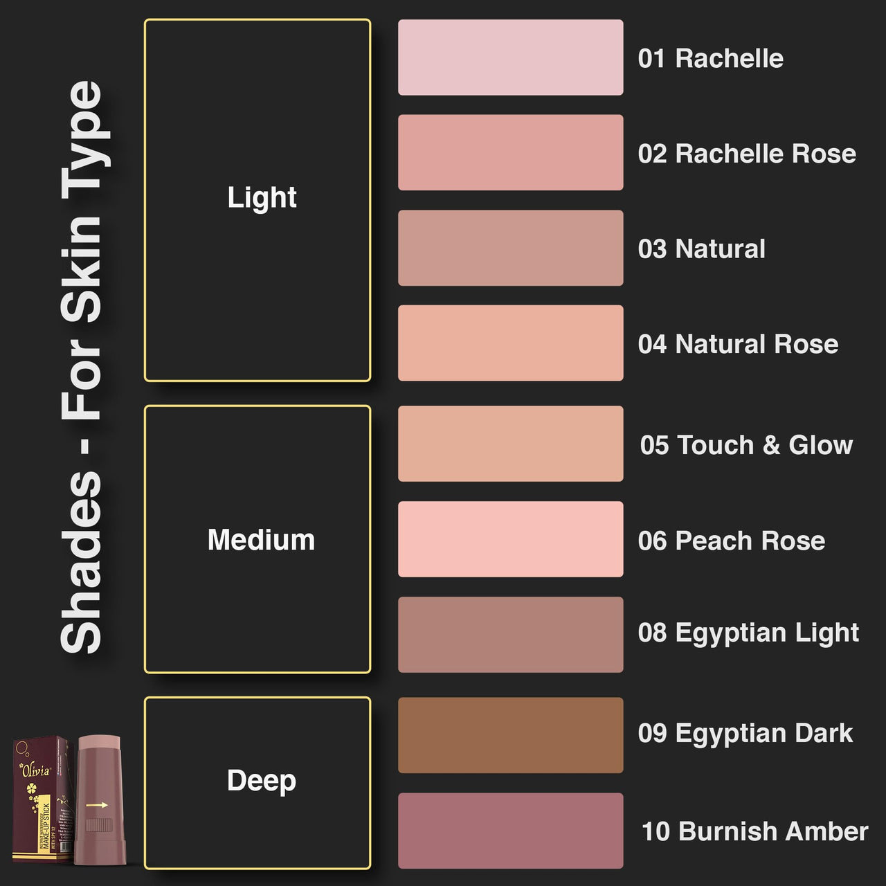 Olivia Instant Makeup Stick Shimmering Concealer lining Yellow, 15g Shade No.07Y (SPF 12)