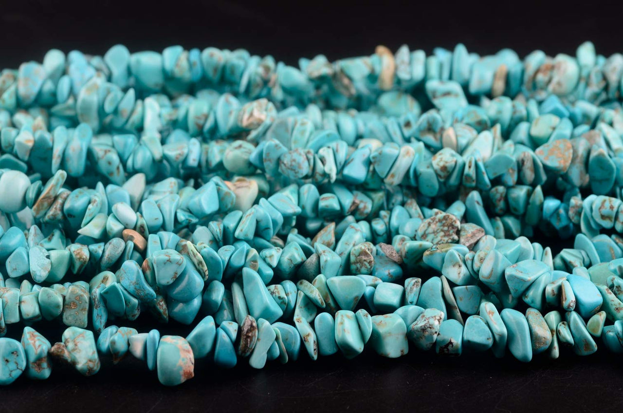 Chip Stone Beads Turquoise 5-8mm About 400 Pieces Irregular Gemstones Healing Crystal Loose Rocks Bead Hole Drilled DIY for Bracelet Jewelry Making Crafting (5-8mm, Turquoise)