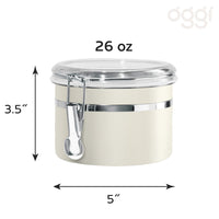 Oggi Stainless Steel Kitchen Canister 26 fl oz, Gray - Airtight Clamp Lid, Clear See-Thru Top - Ideal for Kitchen Storage, Food Storage, Pantry Storage. Size 5