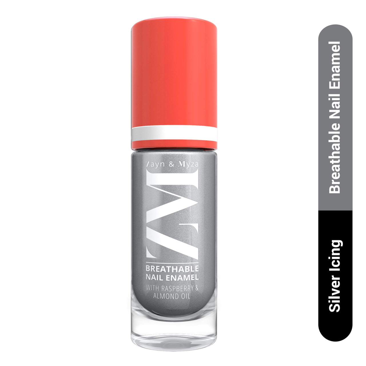 ZM Zayn & Myza Breathable Nail Enamel - Silver Icing | Smooth Application | Quick-Drying I Longlasting I Chip-Defiant I Water Permeable | Glossy Finish | 100% Vegan, 6 ml