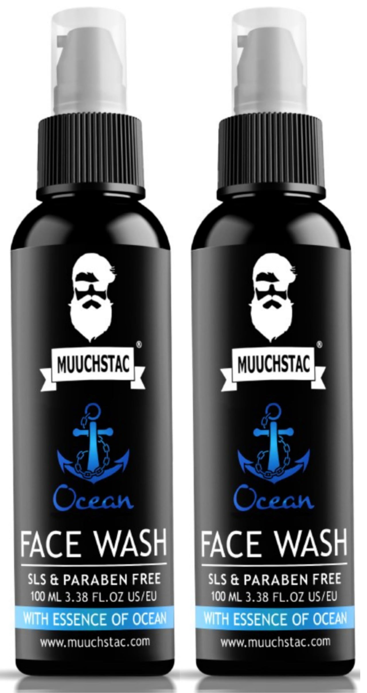 Muuchstac Ocean Face Wash for Men | Fight Acne & Pimples, Brighten Skin, Clears Dirt, Oil Control, Refreshing Feel - Multi-Action Formula (2x100 ml)