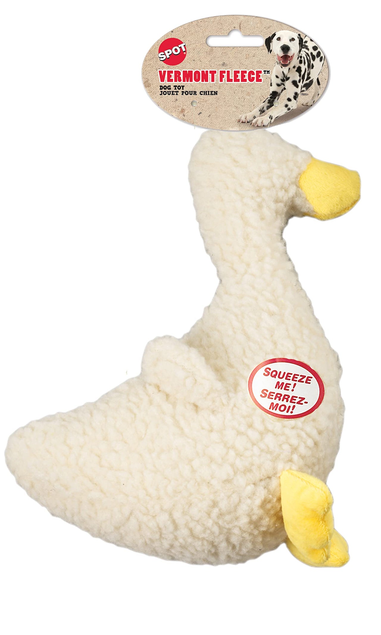 SPOT by Ethical Products Super Soft Vermont Fleece Dog Toys - Calming Dog Toy with Squeaker Dog Toy For Small Dog Puppy Toys Large Dogs Toys Chew Squeak Puppy Interactive Fetch Toy- Duck
