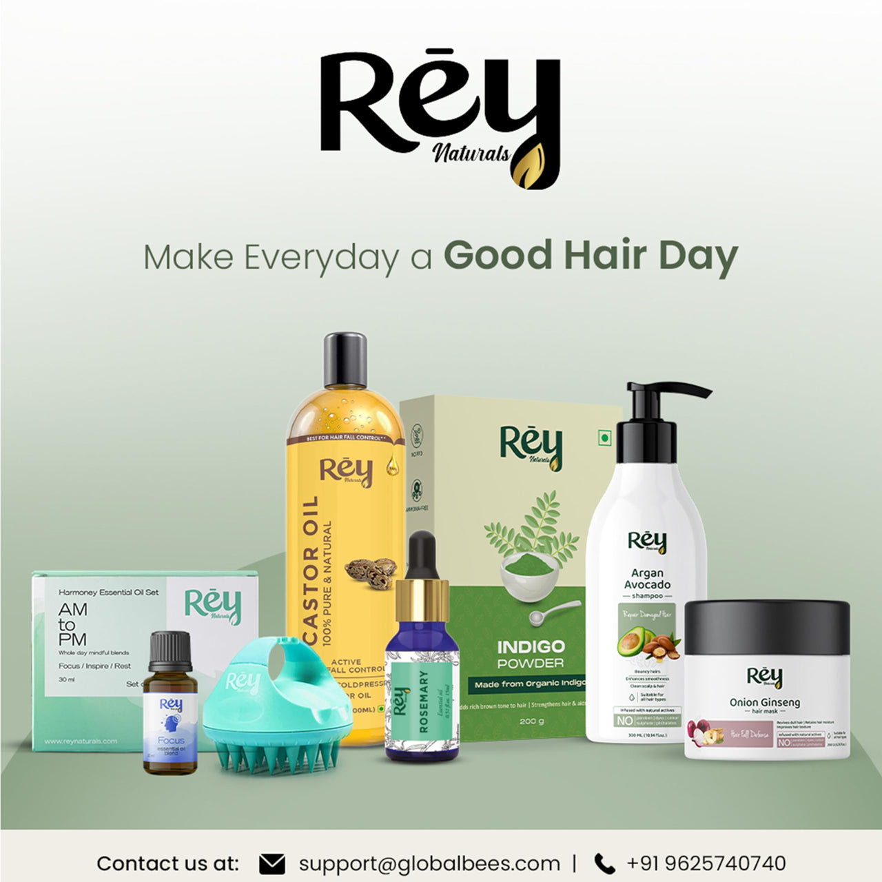 Rey Naturals Cold Pressed Castor Oil plus Rosemary Essential Oil | Castor Oil for Hair Growth, Eyebrows & EyelasheS | Premix of Castor and Rosemary Essential Oil| For Men & Women| 200ml * 2