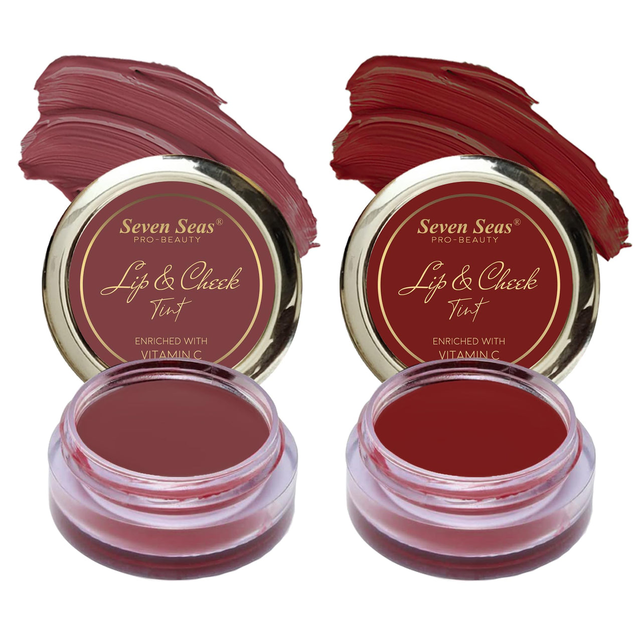Seven Seas Lips & Cheek Tint Combo Pack of 2 | Matte Natural Blush for Women | Lip Tint with Vitamin E | Nourishing Cheek Tint (Copper Rust, Fire Brick)