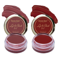 Seven Seas Lips & Cheek Tint Combo Pack of 2 | Matte Natural Blush for Women | Lip Tint with Vitamin E | Nourishing Cheek Tint (Copper Rust, Fire Brick)
