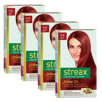 Streax Cream Hair Color for Unisex, 120ml - 0.6 Flame Red (Pack of 4)