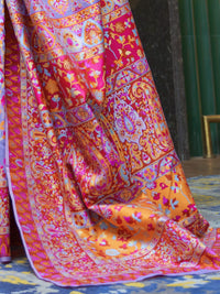 AKHILAM Women's  Banarasi Cotton Blend Saree With Blouse Piece