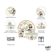 Zak Designs Disney Kids Dinnerware Set 3 Pieces, Durable and Sustainable Melamine Bamboo Plate, Bowl, and Tumbler are Perfect For Dinner Time With Family (Minnie Mouse) 8