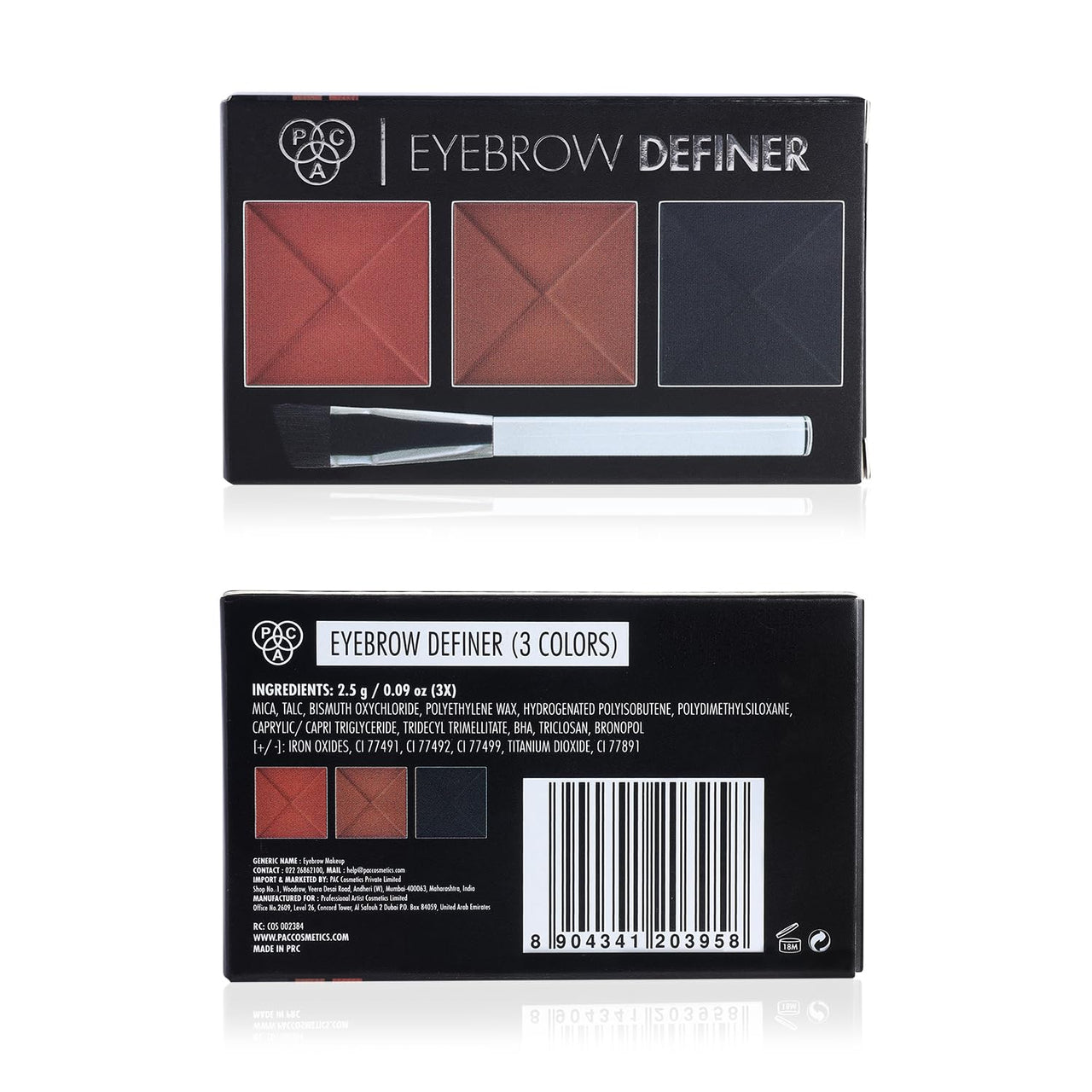 PAC Eyebrow Definer Palette (3 colors) | Angled Brush to Fill, Sculpt & Define Natural Looking Brows | | 3G