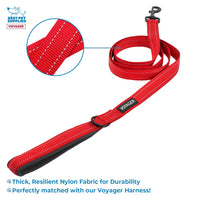 Voyager Step-in Air All Weather Mesh Harness and Reflective Dog 5 ft Leash Combo with Neoprene Handle, for Small, Medium and Large Breed Puppies by Best Pet Supplies - Red/Black Trim, XXX-Small Harness Leash Bundle (Red/Black Trim)