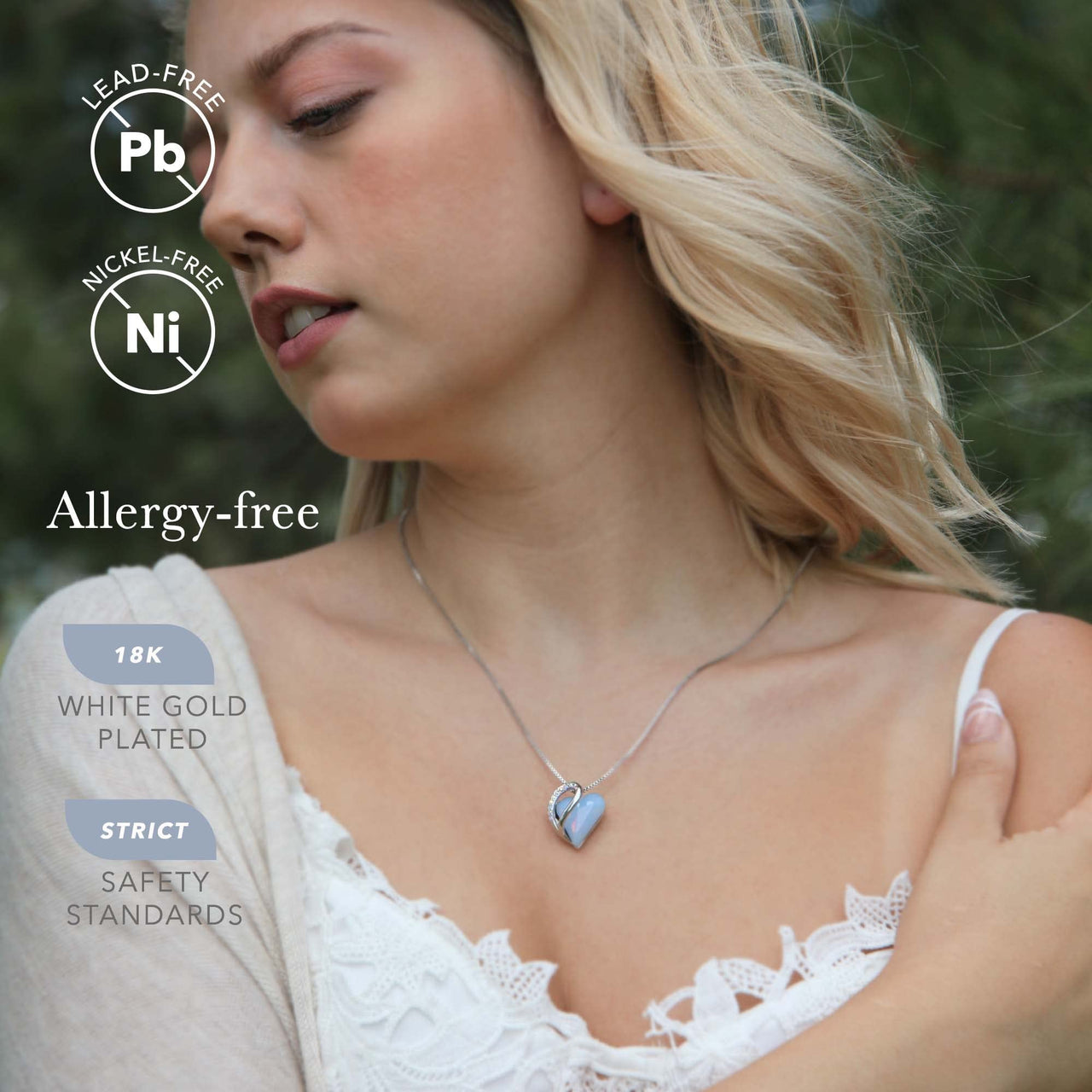 Leafael Women’s Silver Plated Infinity Love Heart Pendant Necklace with Birthstone Crystals, Jewelry Gifts for Her, 18 + 2 inch Chain, Anniversary Birthday Mother's  Necklaces for Wife Mom Girlfriend 18-Communication-Owyhee Opal Blue