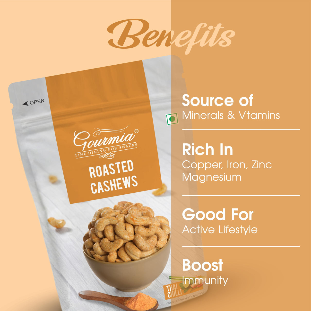 Gourmia Roasted Cashews Thai Chilli 150g