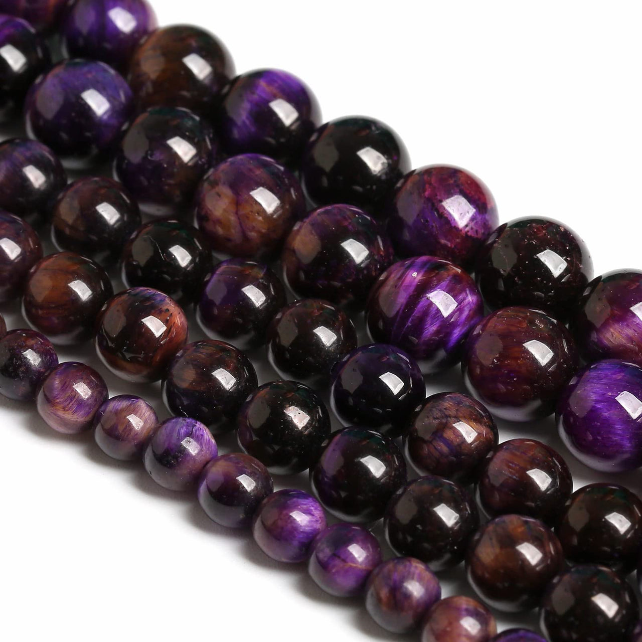 10MM 36PCS Natural Stone Multi Purple Tiger Eye Stone Beads for Jewelry Making DIY Bracelet Energy Crystal Healing Power 10mm