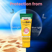 Nature's Essence Sunban Suncreen SPF 30 PA+++ | No White Cast and Broad Spectrum Sun screen | For All Skin Types | Non Greasy | Lightweight | For Men & Women | 60ml