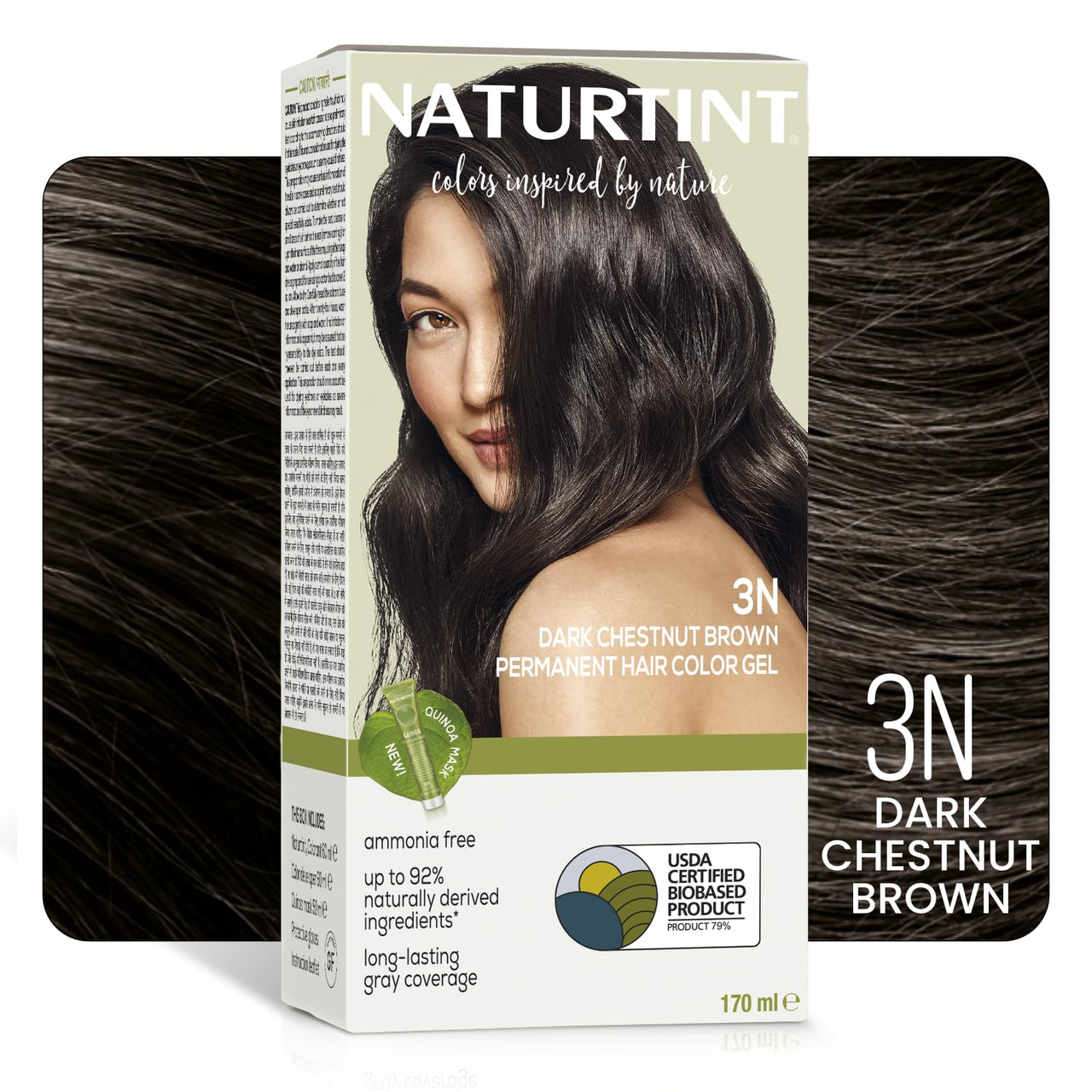 Naturtint Permanent Hair Colour Dark Brown 3N | For Optimal Scalp Care| 100% Grey Coverage | Long Lasting Hair Colour | Ammonia Free Vegan | No Parabens | Enriched with Olives & Organic Shea Butter