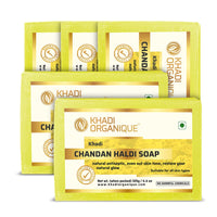 KHADI ORGANIQUE Chandan Haldi Soap Natural Handmade Soap with Turmeric Extracts Super Saver Pack of 5 (625 GM)