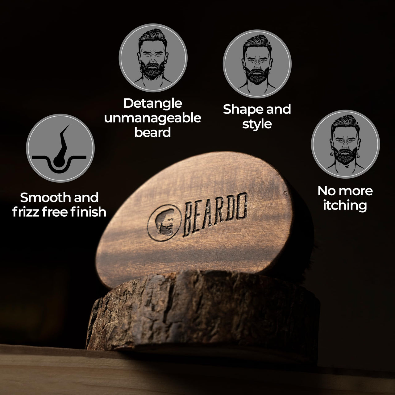 Beardo Boar Bristle Beard Brush|Fine 100% Boar Bristles for Effortless Beard Styling|Detangle and Tame frizzy unruly beard|Compact Travel friendly Ergonomic design|Wooden frame|Firm but Soft Bristles|Use with Beard Oil/Wax/Balm/Cream