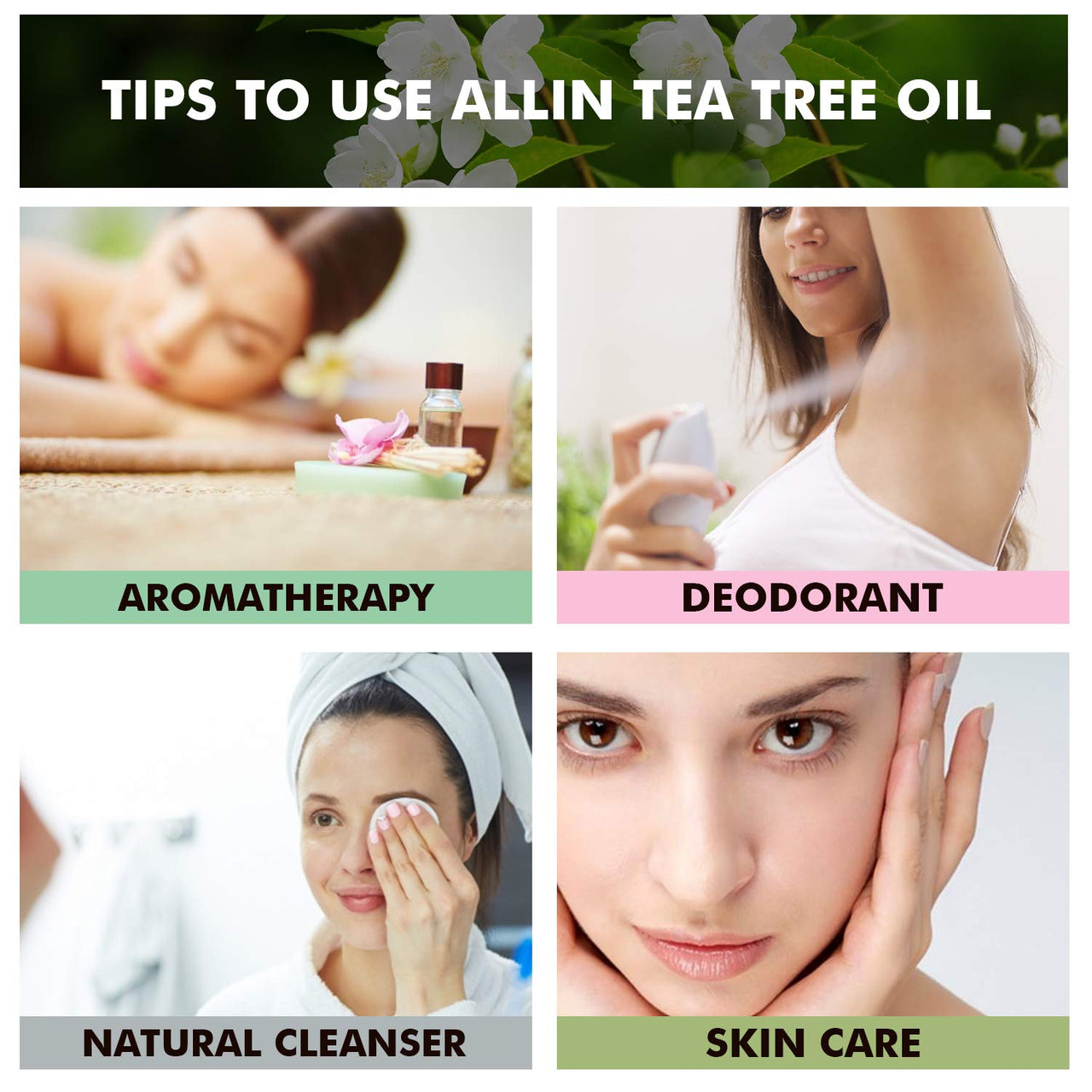 Allin Exporters Tea Tree Essential Oil Undiluted & Pure Aromatherapy Therapeutic Grade for Healthy Skin Hair & Face (30 ML)