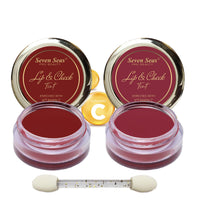 Seven Seas Lips & Cheek Tint Combo Pack of 2 | Matte Natural Blush for Women | Lip Tint with Vitamin E | Nourishing Cheek Tint (Fire Brick, Mandy)