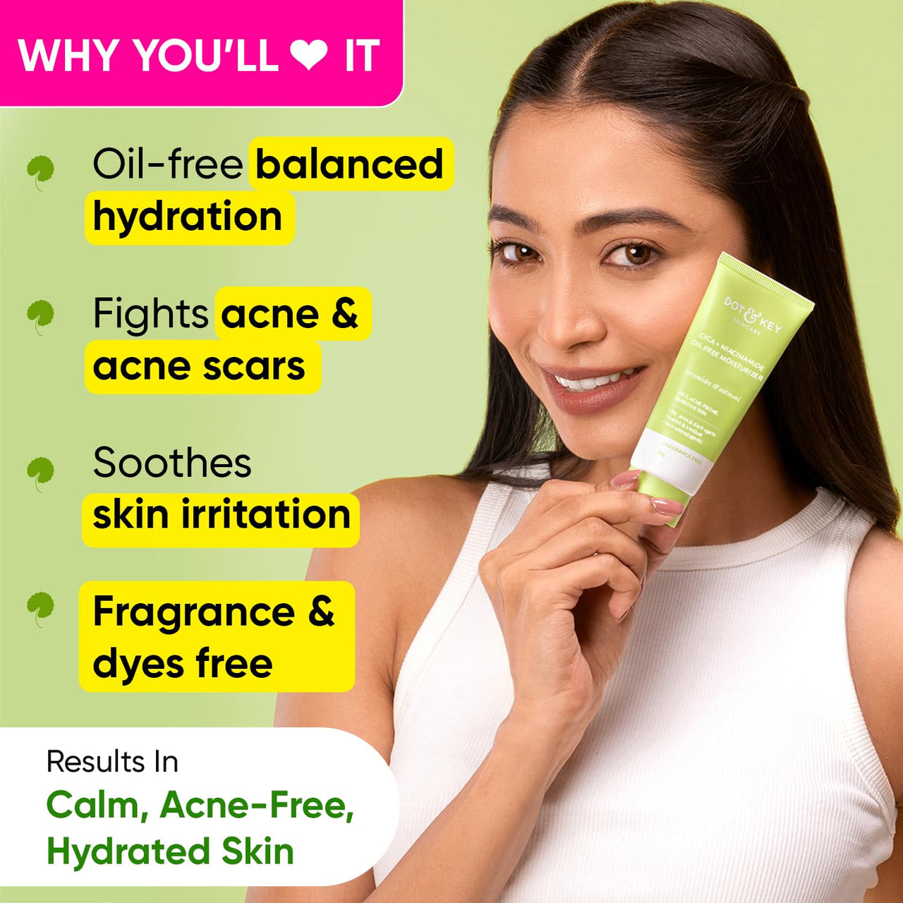 Dot & Key Cica Calming Blemish Clearing Face Wash 100ml & Cica & Niacinamide Spot Reduction Oil Free Moisturizer - 50g | For Acne Prone Skin | Skin Care Combo | For Women & Men