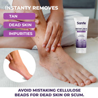 Sanfe Instant Tan & Dead Skin Removal Exfoliating Gel | Visibly Removes Tan | AHA Exfoliation in Minutes | Smooth & Bright Skin | 100g