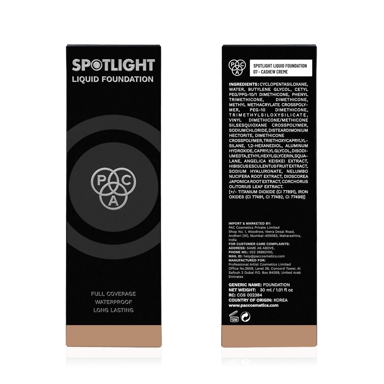 PAC Spotlight Liquid Foundation - 07 (Cashew Creme)