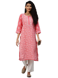 Ada Hand Embroidered Lucknowi Chikankari Cotton Kurta Kurti for Women A411165