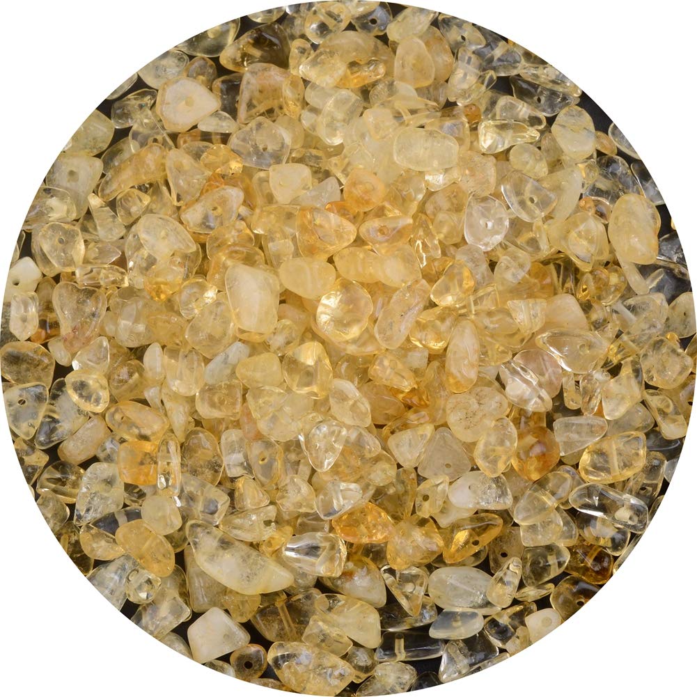 Natural Chip Stone Beads Citrine 5-8mm About 400 Pieces Irregular Gemstones Healing Crystal Loose Rocks Bead Hole Drilled DIY for Bracelet Jewelry Making Crafting (5-8mm, Citrine)