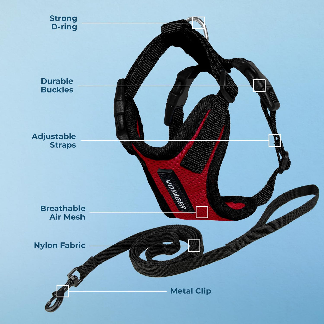 Voyager Step-in Lock Cat Harness w Reflective Cat Leash Combo Set with Neoprene Handle 5ft - Supports Small, Medium and Large Breed Cats by Best Pet Supplies - Red/Black Trim, XXS Harness Leash Set (Red/Black Trim) XXS (Chest: 11.5 - 14" * Fit Cats)