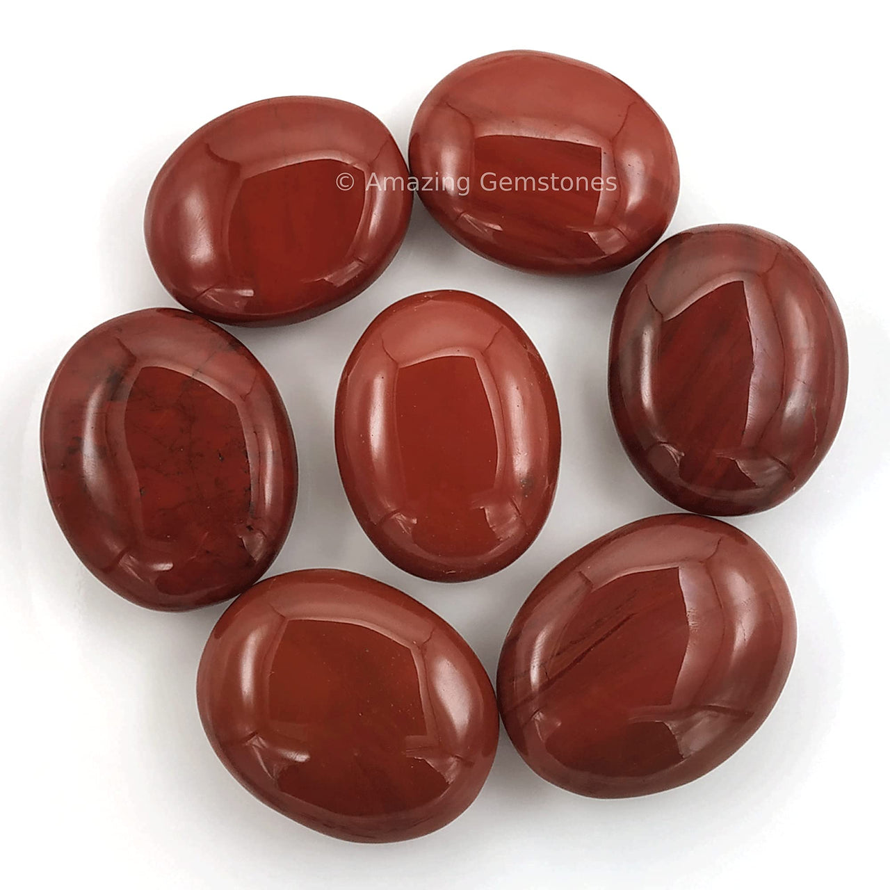 Red Jasper Palm Stone - Pocket Massage Worry Stone for Natural Body Chakra Balancing, Reiki Healing and Crystal Grid Red Jasper