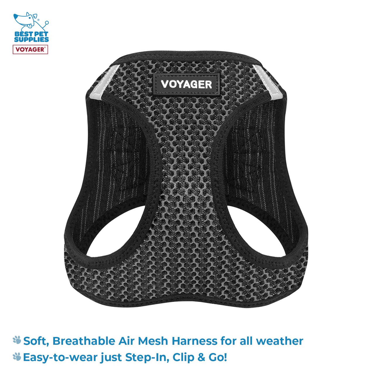 Voyager Step-in Air All Weather Mesh Harness and Reflective Dog 5 ft Leash Combo with Neoprene Handle, for Small, Medium and Large Breed Puppies by Best Pet Supplies - Gray (2-Tone), L Harness Leash Bundle (Gray 2-Tone-Tone) L (Chest: 18 - 20.5")